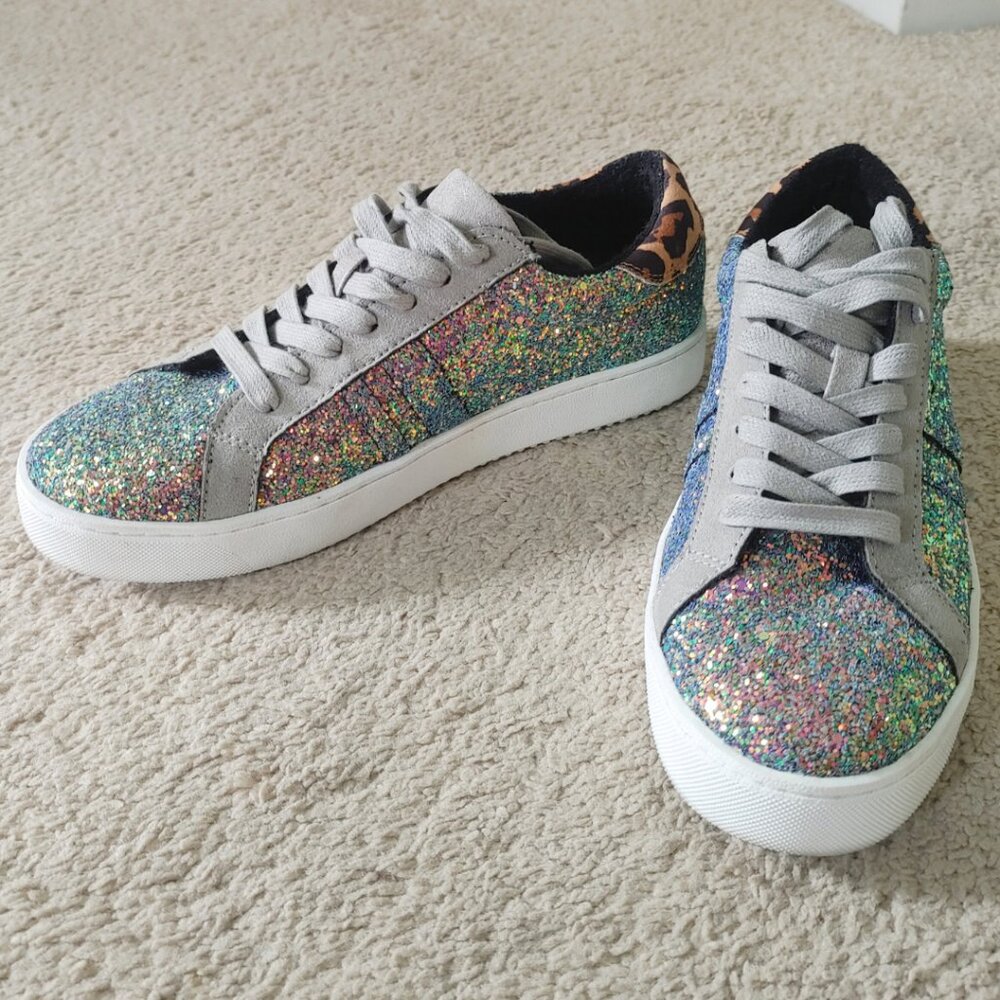 INC International Concepts Danelia Glitter & Leopard Lace-Up Sneakers - Size 7 - Picture 6 of 6